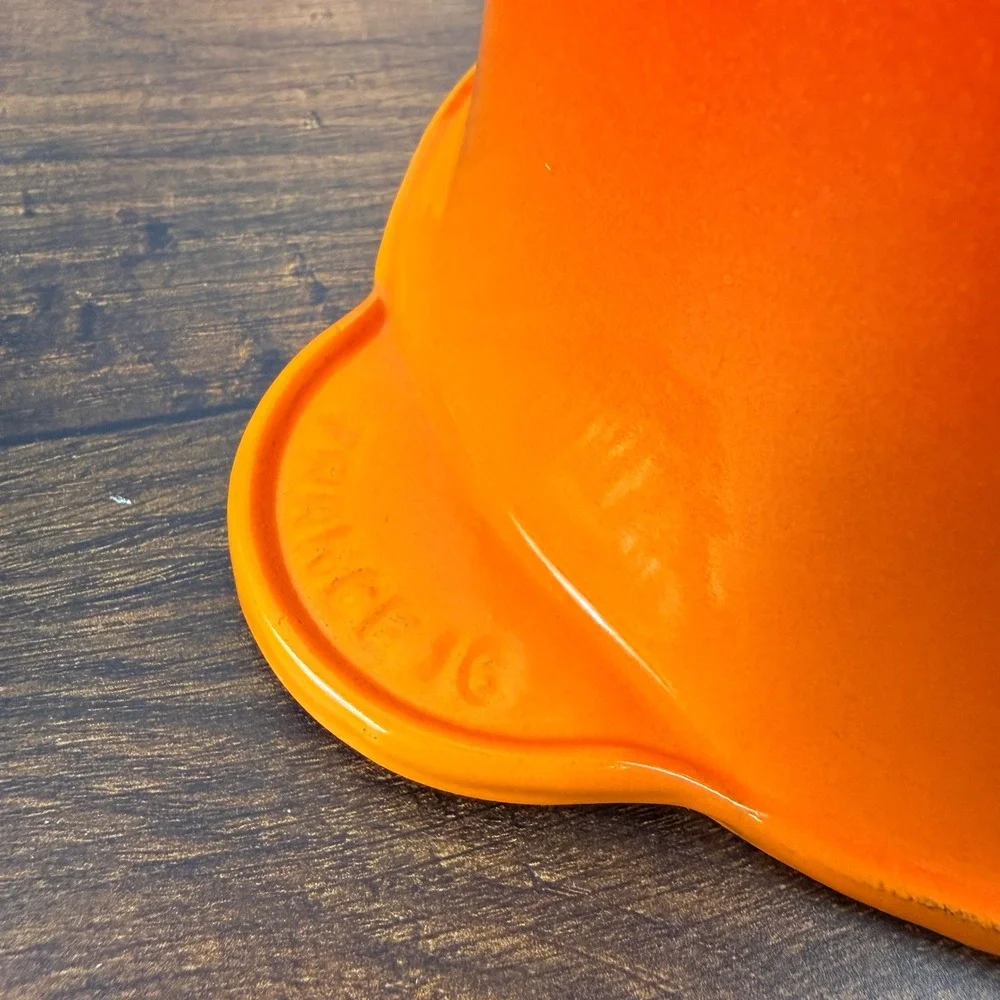 Le Creuset Flame Orange Enameled Cast Iron Saucepan #16 With Lid France